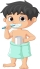 Вектор Симпатичный маленький мальчик чистит зубы